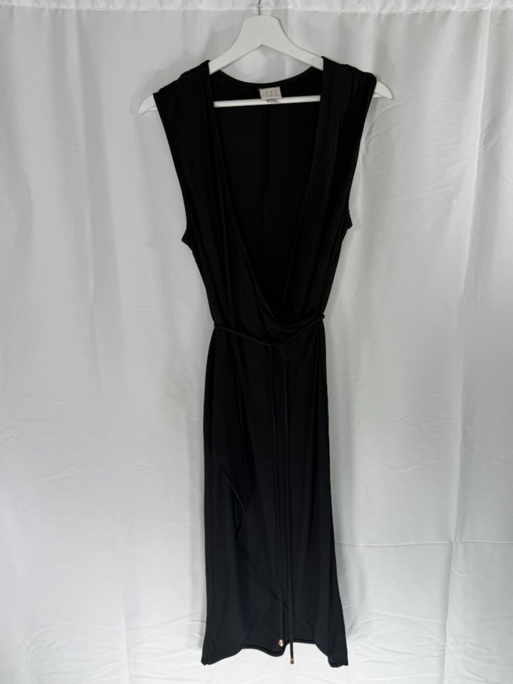 A New Day Tulip Hem Faux Wrap Dress Black Size M